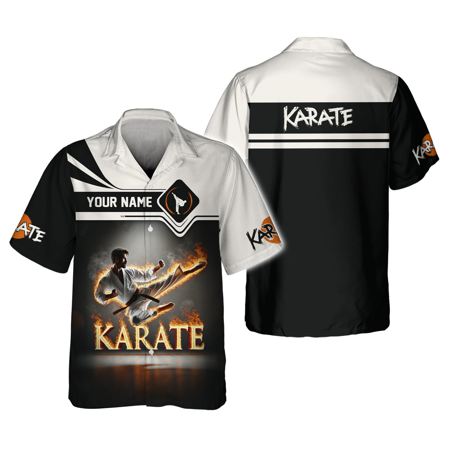 3D Full Print Flaming Karate Master T-Shirt Personalized Name Gift For Karate Lovers