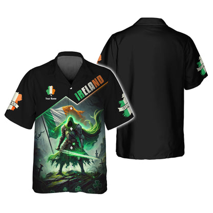 Camisetas de guerrero irlandés con impresión 3D completa, regalo con nombre personalizado para amantes de Irlanda