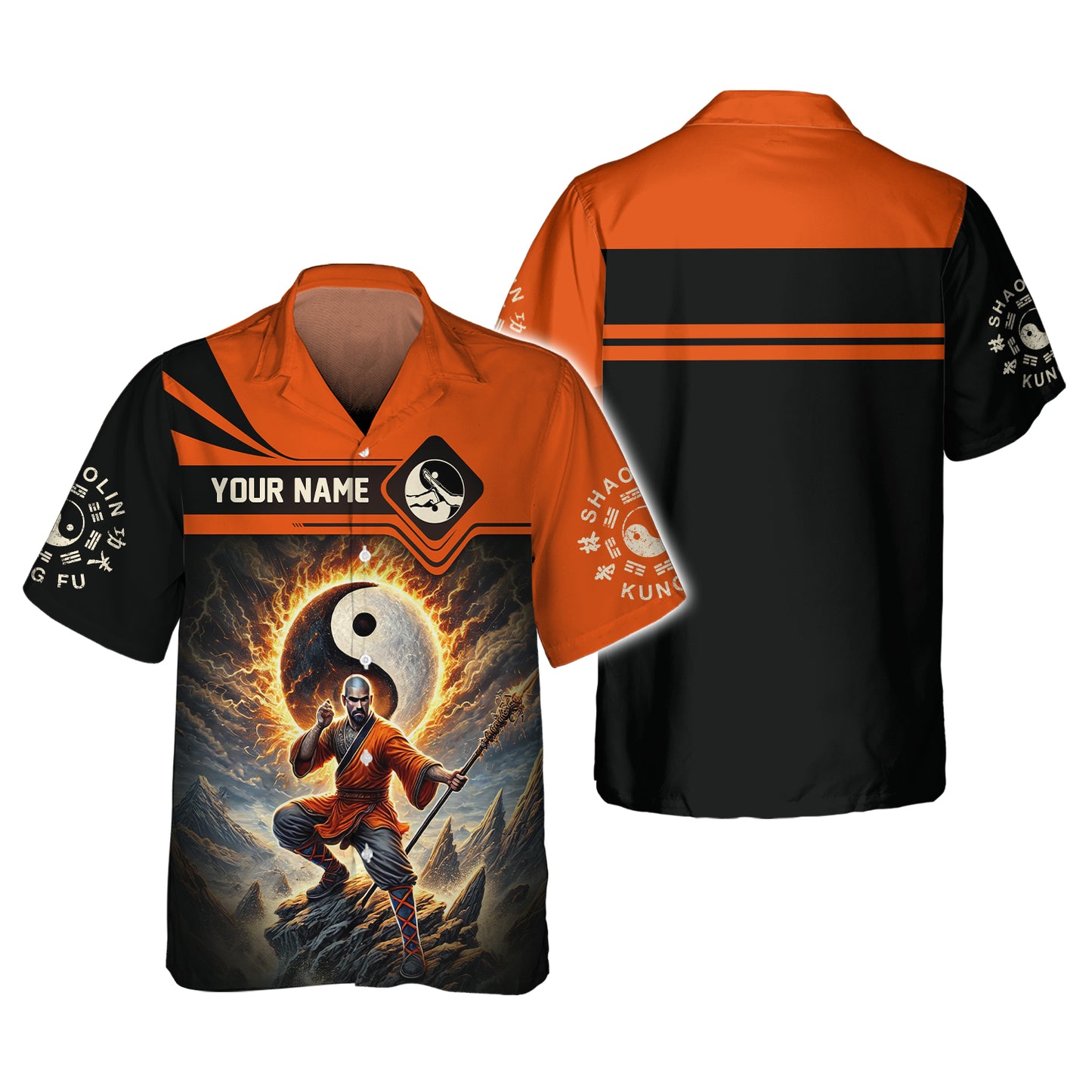 Camiseta con estampado 3D completo de Shaolin Kung con símbolo de Yin y Yang, regalo con nombre personalizado para amantes del Shaolin Kungfu