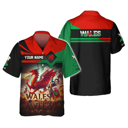 3D Full Print Welsh Warriors And Dragons Shirt Personalized Name Gif For Wales Lovers