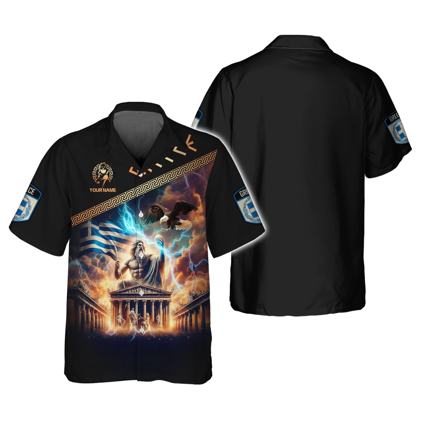 Camisetas con el dios griego Zeus con impresión completa en 3D y nombre personalizado, regalo para amantes de Grecia