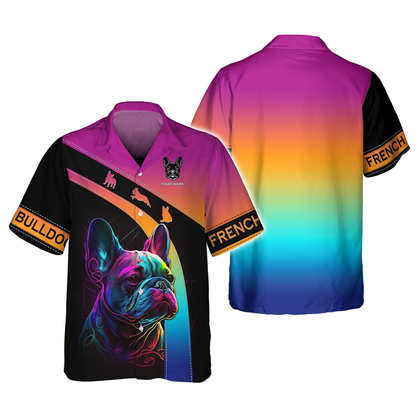 3D Full Print Vibrant French Bulldog T-Shirt Personalized Name Gift For Dog Lovers