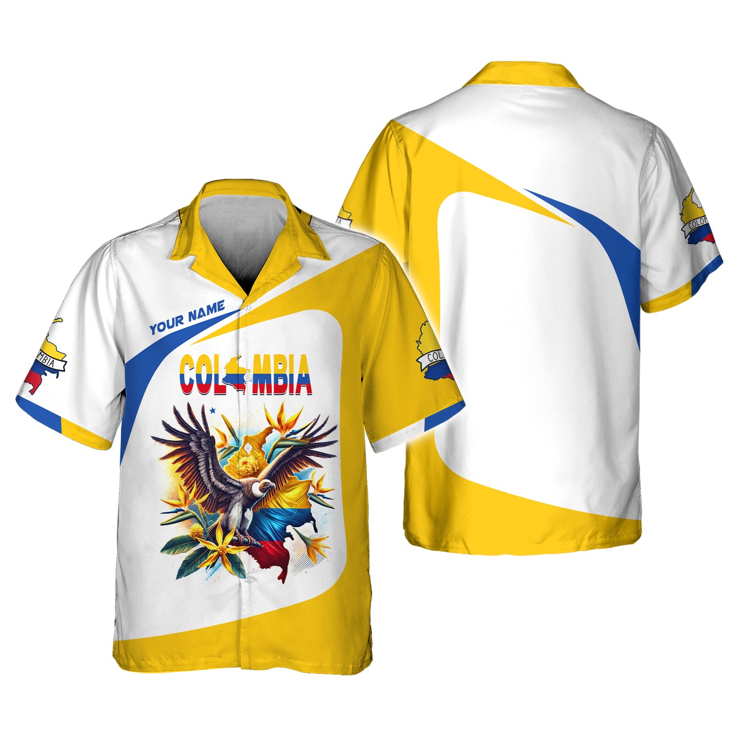 Andean Condor With Map Of Colombia Custom T-Shirts Gif For Colombian Lovers