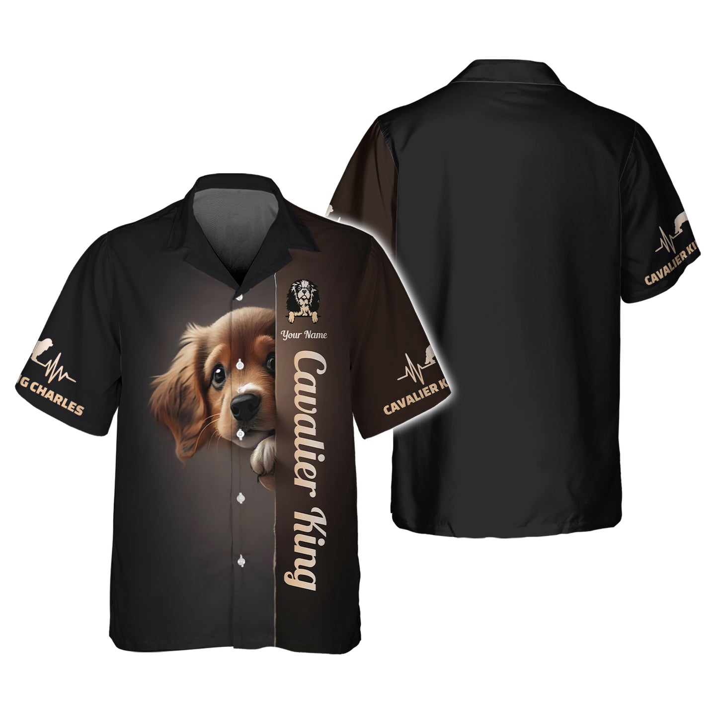 Camisetas con estampado 3D completo de Cavalier King Charles Spaniel para perros, regalo con nombre personalizado para amantes de los perros