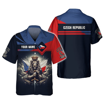 Camiseta personalizada con nombre en 3D de El Rey León de la República Checa, regalo personalizado para los amantes de la República Checa