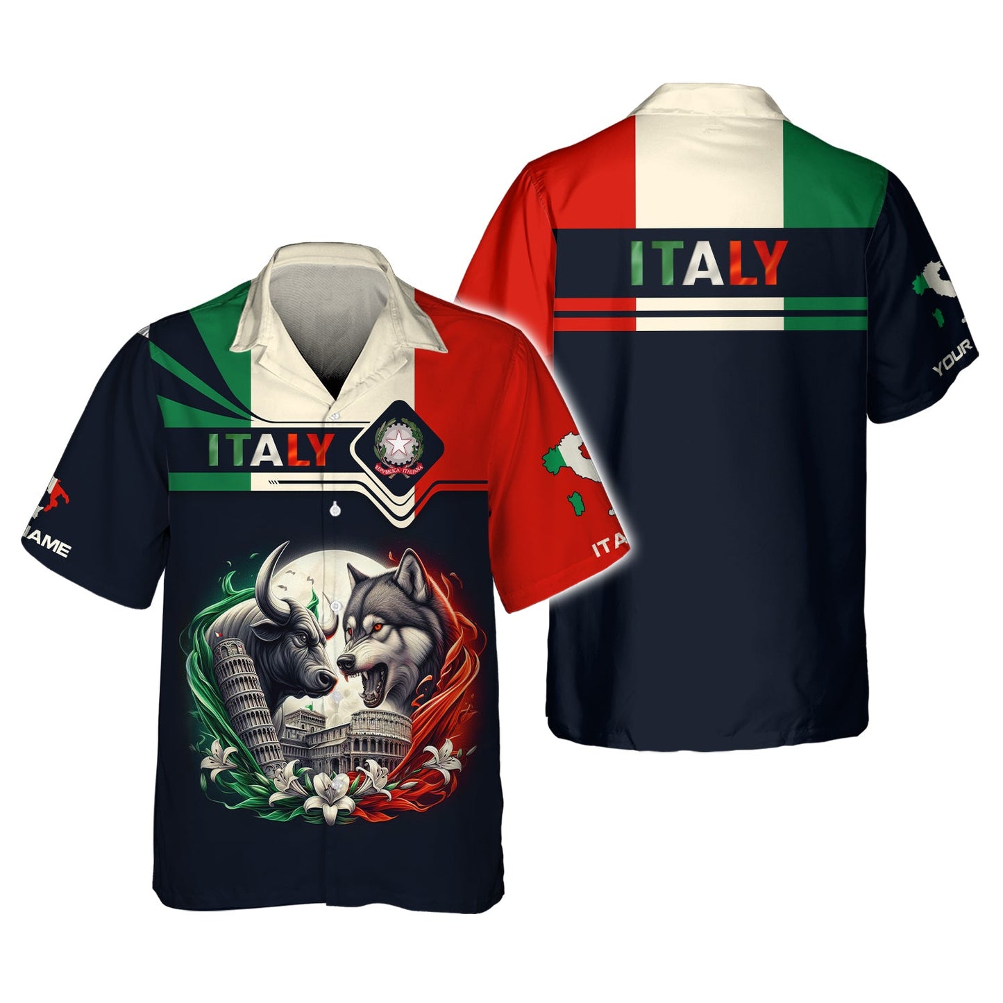 Sudadera con capucha y cremallera de Italia con estampado completo en 3D, regalo con nombre personalizado para amantes de Italia