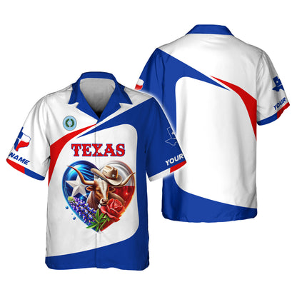 3D Full Print Texas Heart 3D T-Shirts Personalized Name Gift For Texas Lovers