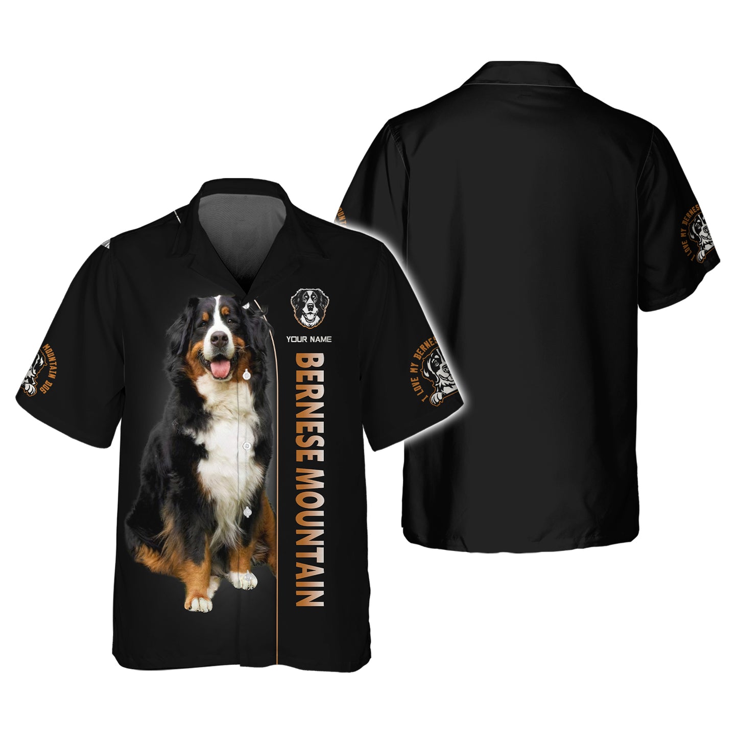 Camiseta con nombre personalizado de Bernese Mountain Camisetas 3D de Bernese Mountain Regalo para amantes de los perros