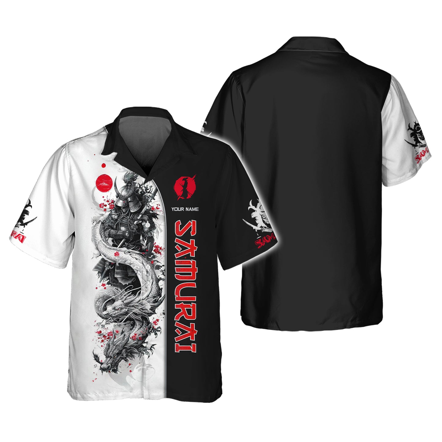 Samurai Custom Name Shirt White Dragon With Samurai 3D Shirts