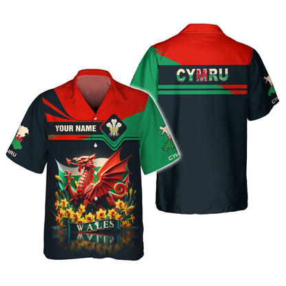 T-shirts personnalisés Dragon Of Wales Wales T-shirt imprimé 3D complet Cadeau pour les amoureux du Pays de Galles