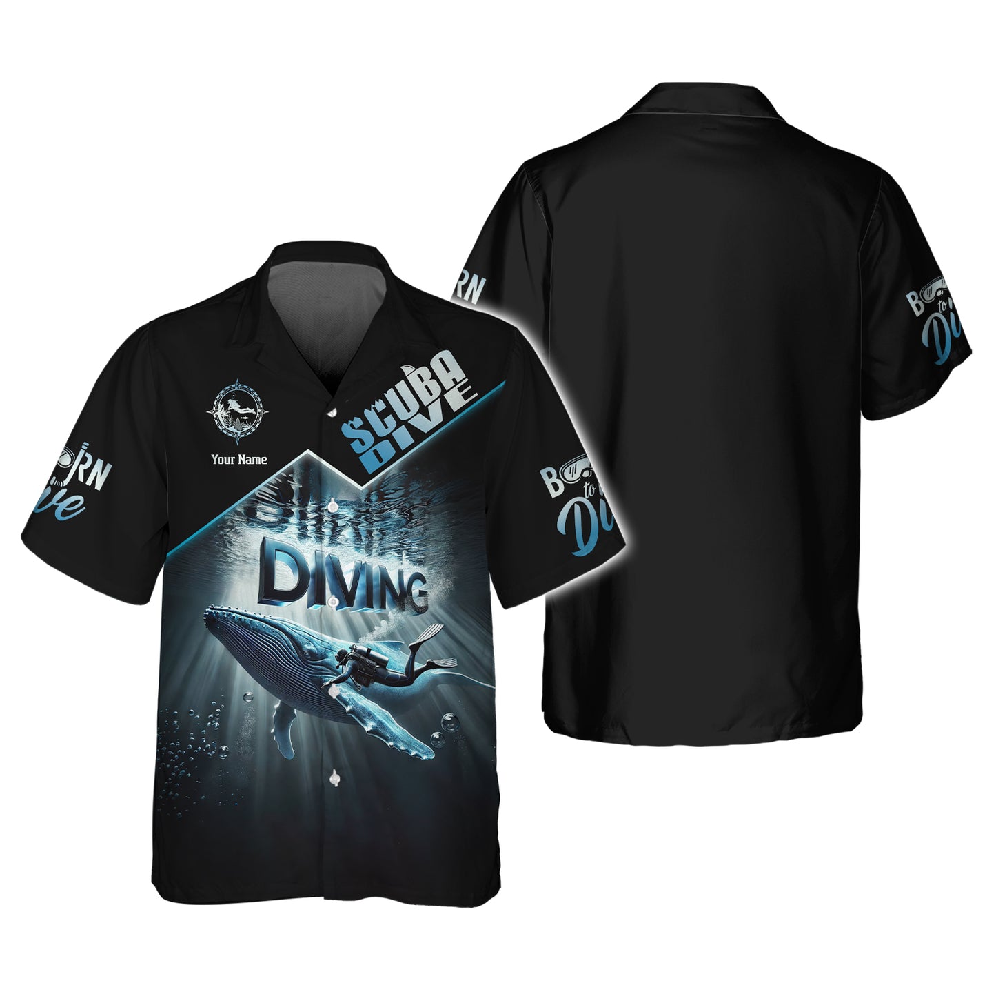 Camisetas de buceo con corazón y estampado completo en 3D, regalo personalizado con nombre para amantes del buceo