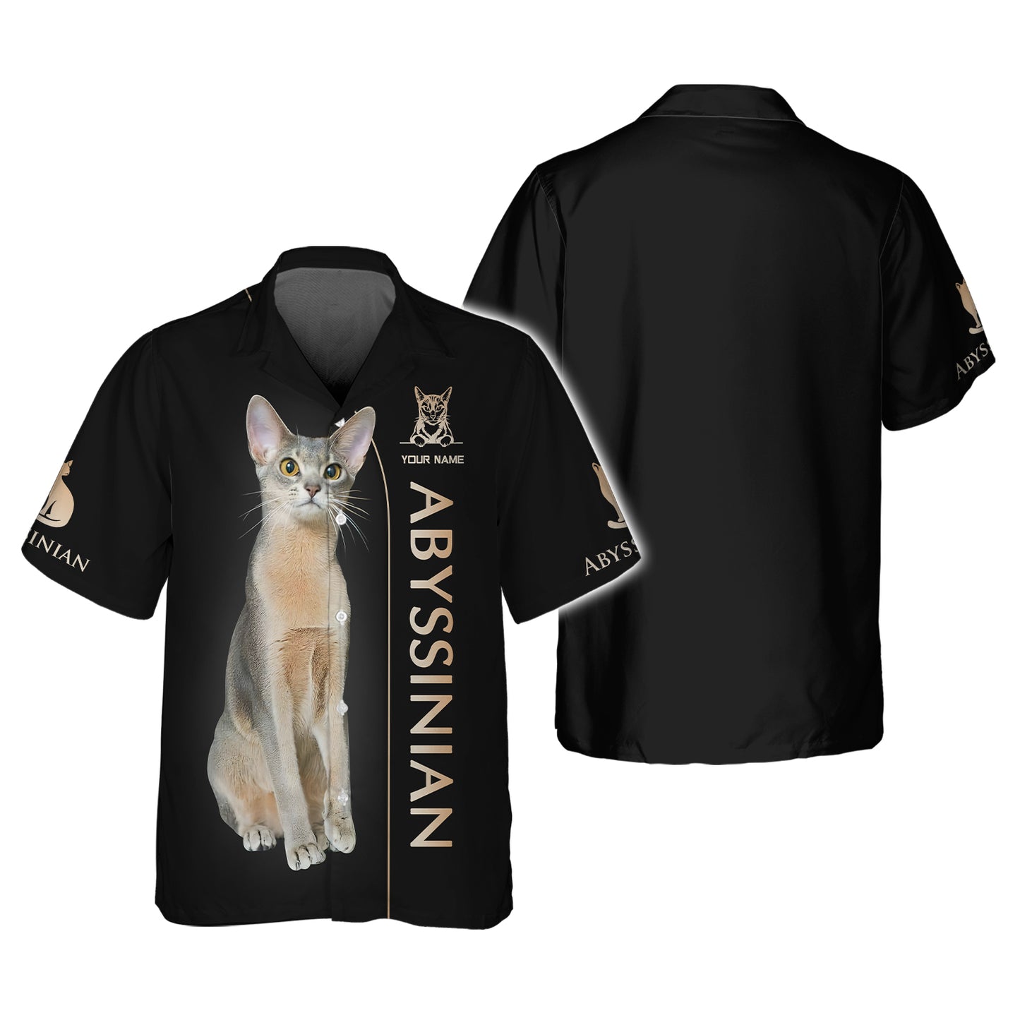 Custom 3D Printed Abyssinian Cat T-Shirts Personalized Name Gift For Cat Lovers