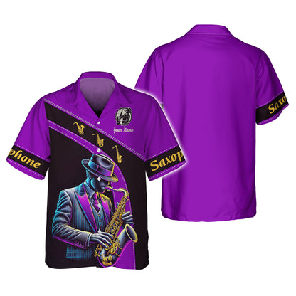 Camiseta personalizada con nombre en 3D de saxofón Regalo con nombre personalizado para amantes del saxofón