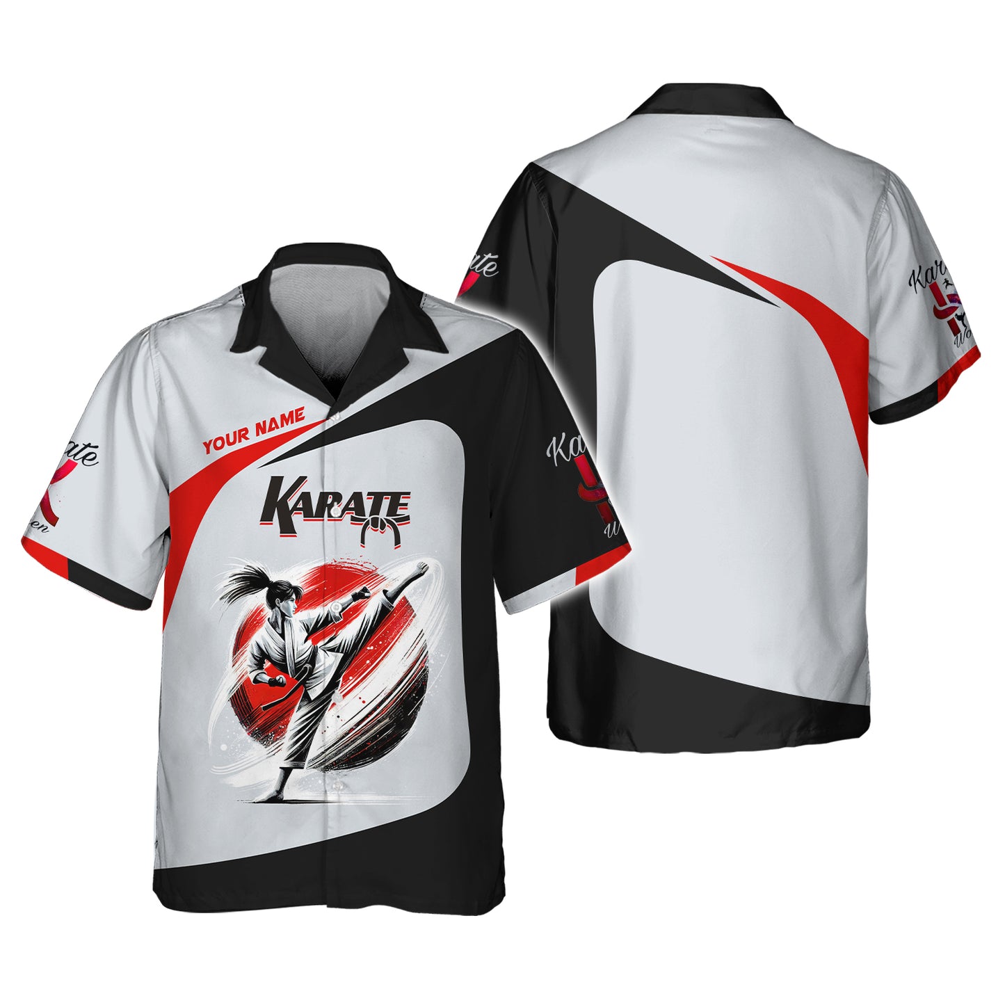 Camiseta de karate para mujer con nombre personalizado Camiseta de karate en 3D Regalo personalizado para amantes del karate