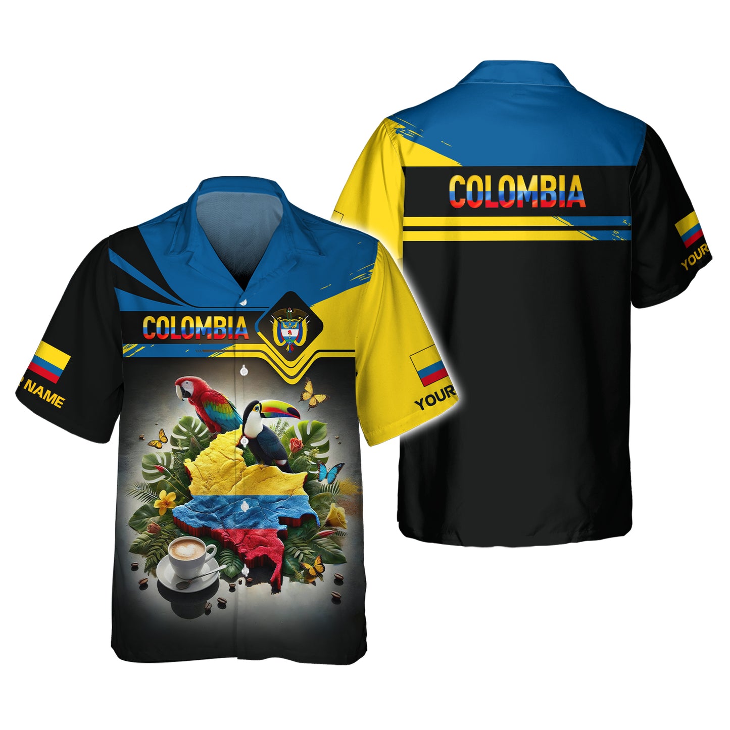 Camiseta personalizada con nombre y mapa de Colombia en 3D, regalo para amantes colombianos