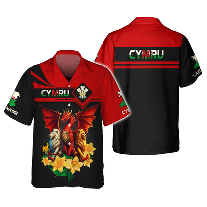 Dragon With Lions Of Wales Custom T-Shirts Wales 3D Full Print Shirt Gift For Welsh Lovers