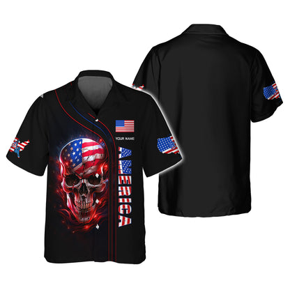 Camisetas personalizadas con calaveras americanas Camiseta 3D con calaveras americanas Regalo para amantes de Estados Unidos