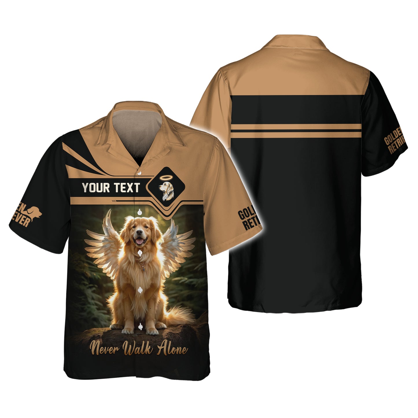 Sudadera con capucha y cremallera 3D con nombre personalizado de Golden Retriever, regalo Never Walk Alone para amantes de los perros