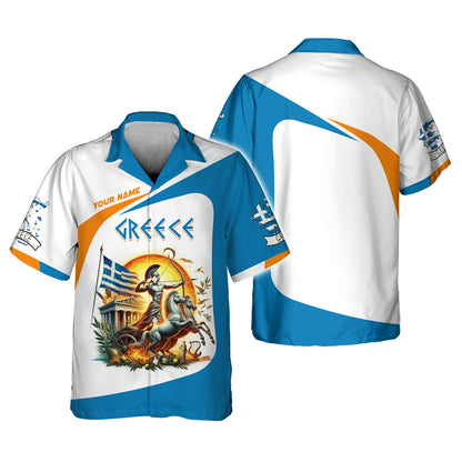 Camisetas con estampado 3D completo de Apolo con carro de Grecia, regalo personalizado con nombre para amantes griegos