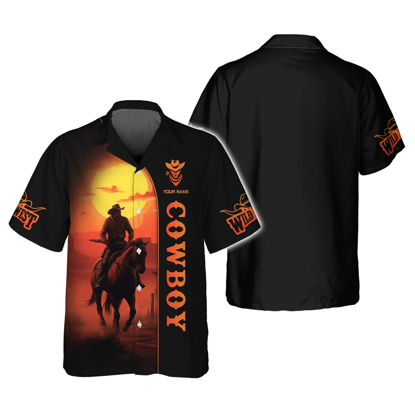 Camisetas con estampado 3D completo de vaquero montando a caballo, regalo con nombre personalizado para amantes de los vaqueros