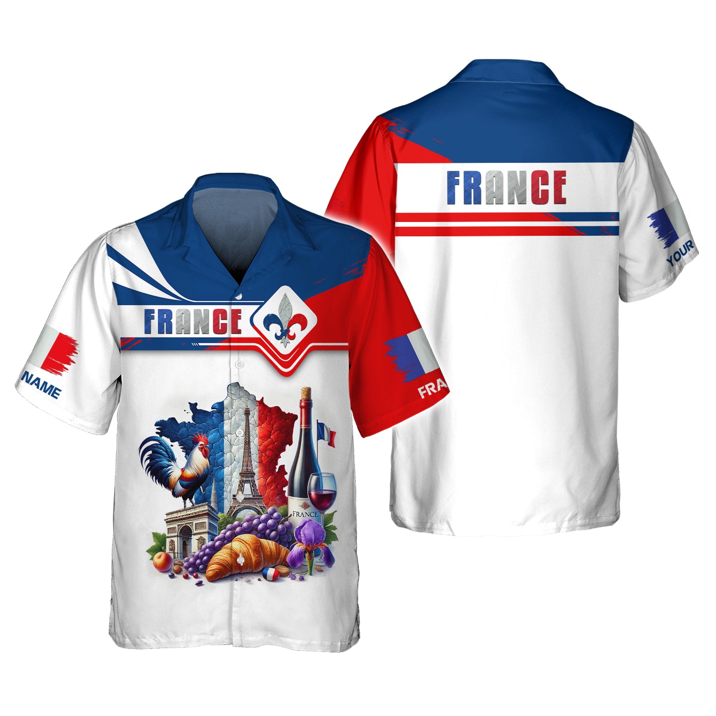 T-shirt France Life avec nom personnalisé, impression complète en 3D, cadeau pour les amoureux de la France