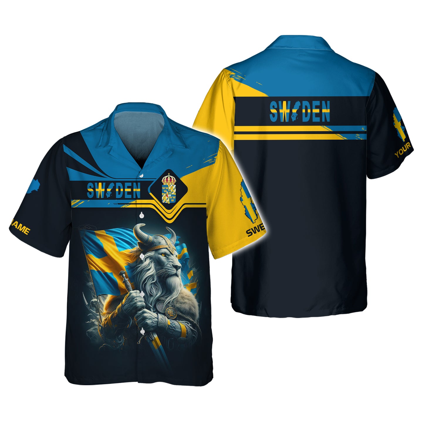 Camiseta personalizada del caballero león vikingo de Suecia, regalo para los amantes suecos