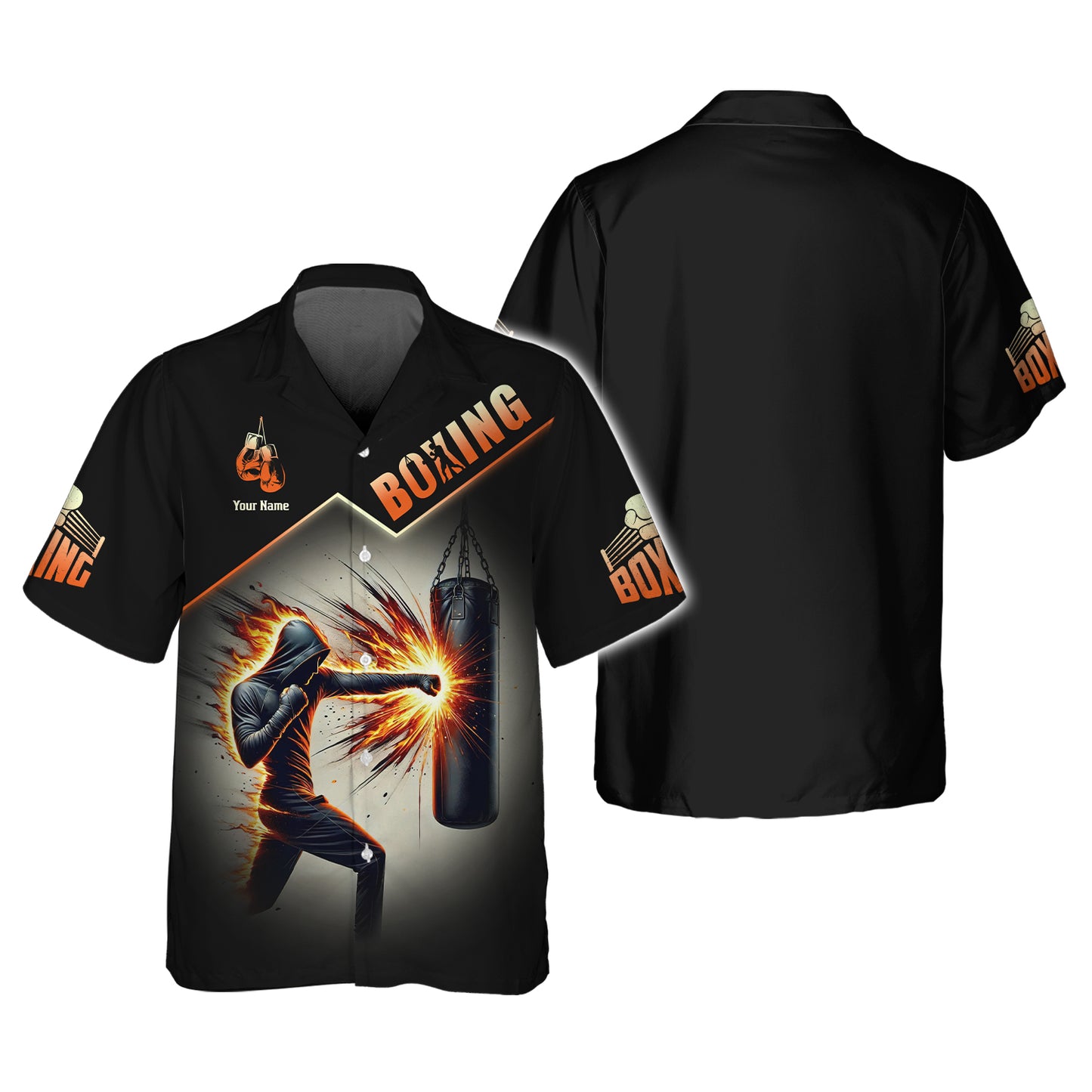 Boxeador con golpes potentes Camiseta personalizada con nombre en 3D Regalo personalizado para amantes del boxeo