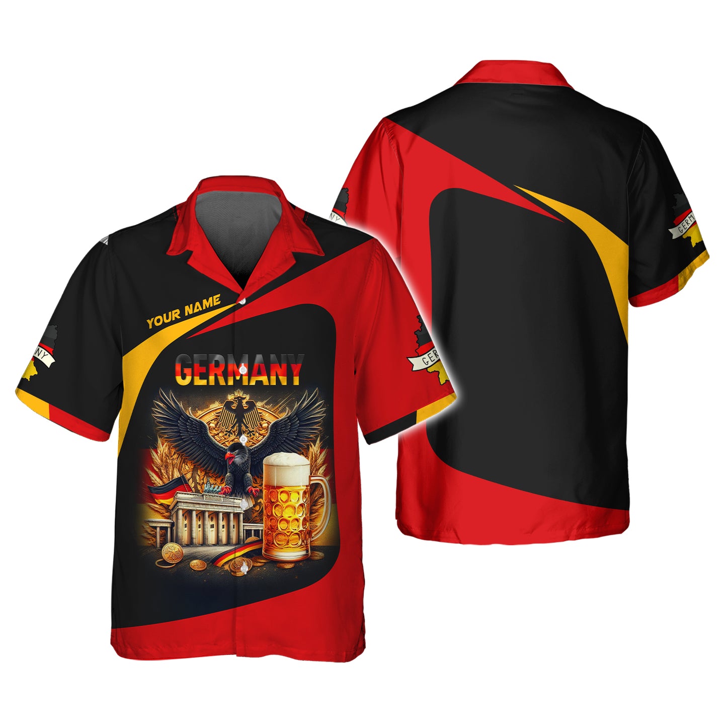 Camiseta personalizada con nombre de águila con cerveza de Alemania, regalo personalizado para los amantes de Alemania