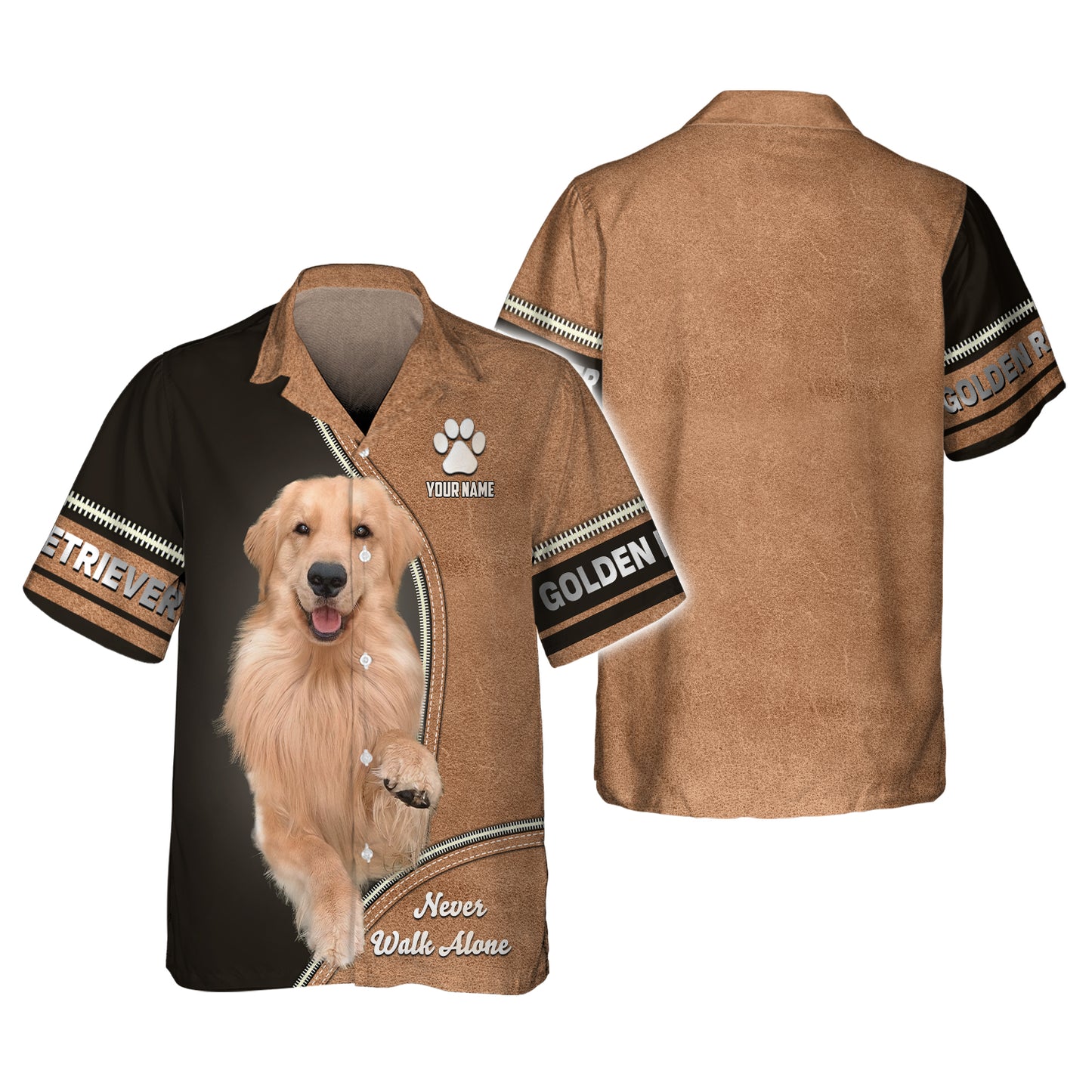 T-shirt Golden Retriever personnalisé - Ne marchez jamais seul