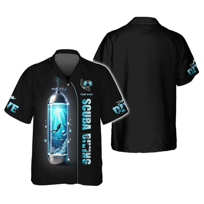 Camiseta personalizada con nombre de buceo en 3D Born To Dive, regalo personalizado para amantes del buceo