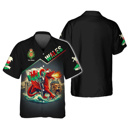 Camiseta con el orgullo de Gales con impresión 3D completa, regalo personalizado con nombre para amantes de Gales