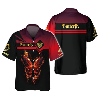 Butterfly Custom Name 3D Shirt Fiery Butterfly Gift For Butterfly Lovers