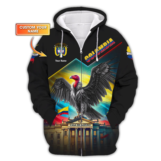 Andean Condor Of Colombia Custom T-Shirts Gif For Colombia Lover Zipper Hoodie