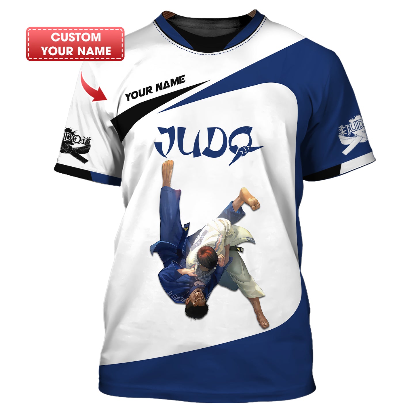 T-shirt personnalisé avec nom en 3D pour les amateurs de judo