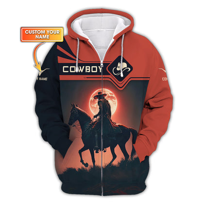 Sudadera con capucha y cremallera de vaquero con estampado 3D completo y luna roja, regalo con nombre personalizado para amantes de los vaqueros