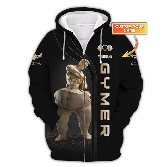 3D Full Print Man Gymer Zipper Hoodie Personalized Name Gift For Gym Lovers