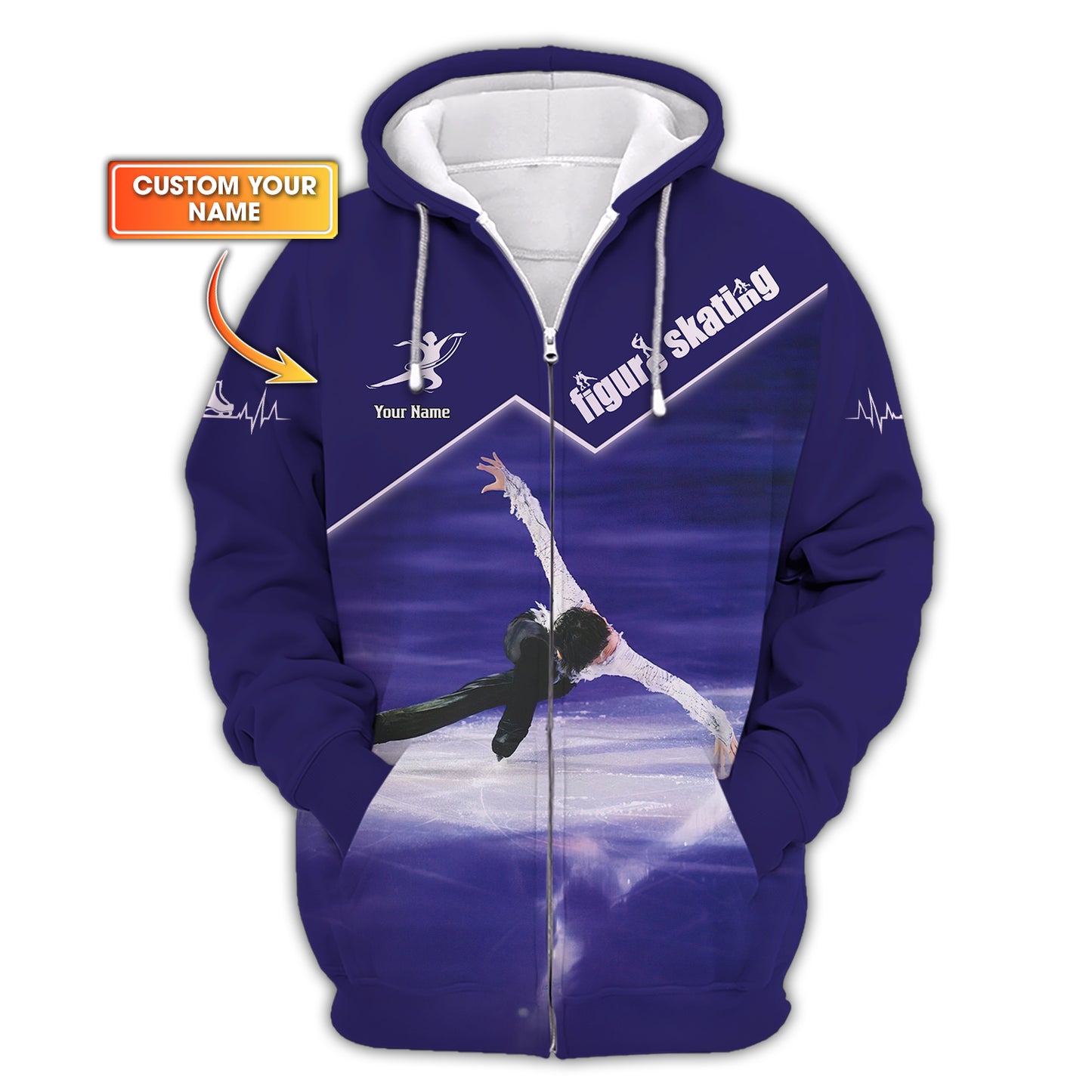 Sudadera con capucha y cremallera personalizada para artistas del patinaje artístico, regalo para amantes del patinaje artístico