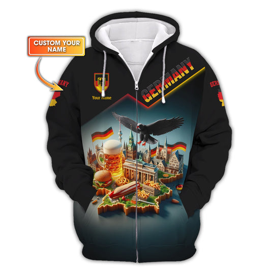 Germany Life Zipper Hoodie Custom Name 3D Full Print Germany Shirt Gift For Germany Lovers