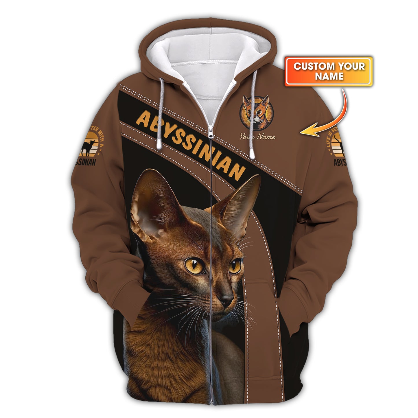 Camiseta personalizada con diseño de gato abisinio: disfruta de la elegancia de los felinos abisinios