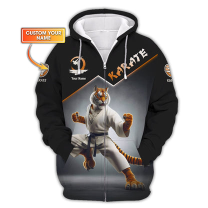 Personalized Karate Tiger Zipper Hoodie - Unleash Your Inner Warrior