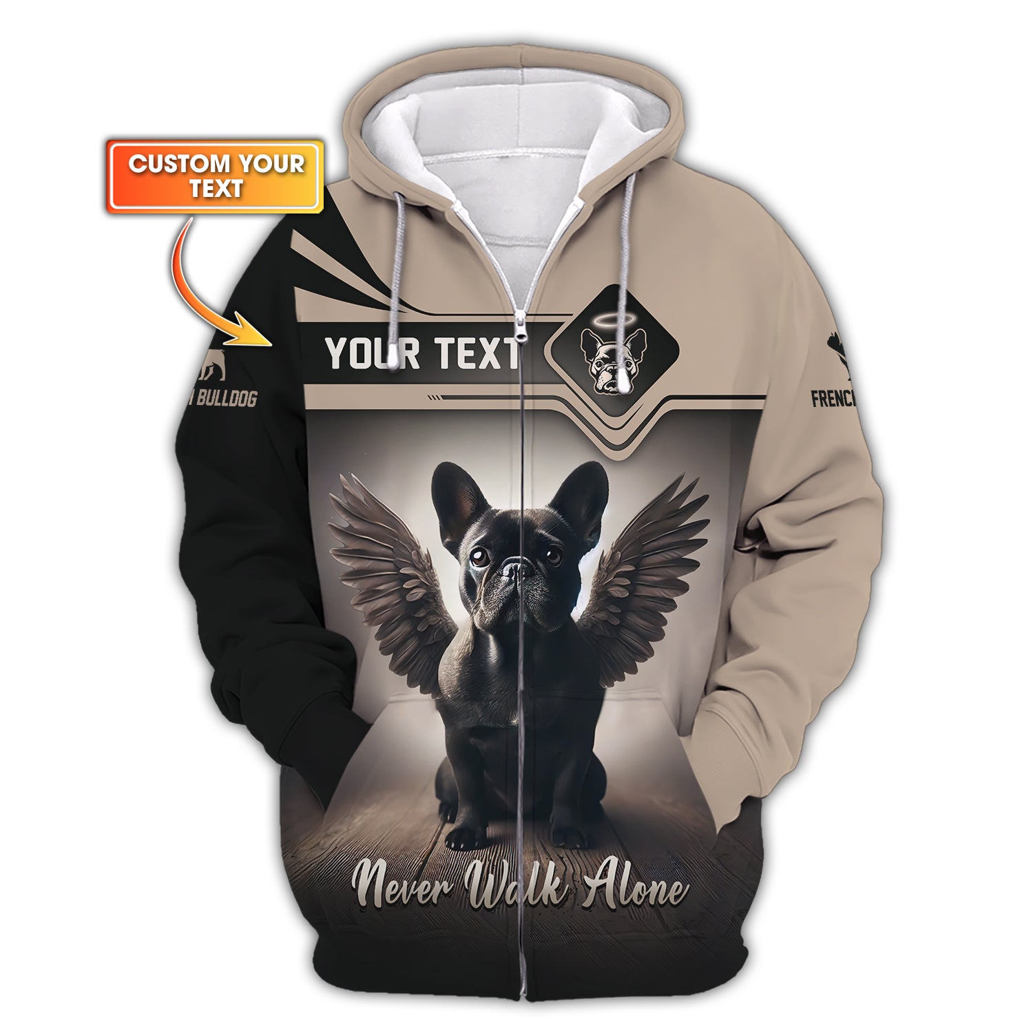 French Bulldog Custom Zipper Hoodie Never Walk Alone 3D Shirt Gift For Wiizaa Wear Your Story