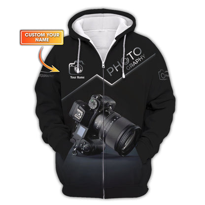 Sudadera con capucha y cremallera con impresión fotográfica en 3D completa, regalo con nombre personalizado para amantes de la fotografía