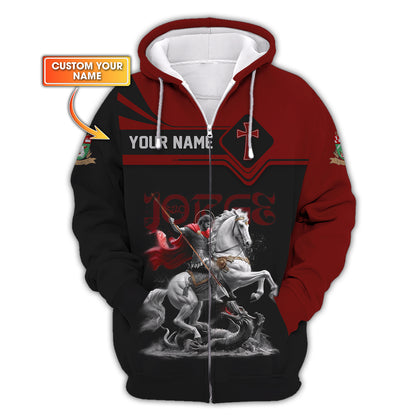 3D Full Print St.Jorge Zipper Hoodie Personalized Name Gift For St.Jorge Lovers