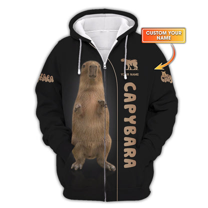 Camisetas personalizadas de Capybara Trend Sudadera con capucha y cremallera 3D de Capybara Regalo para amantes de Capybara