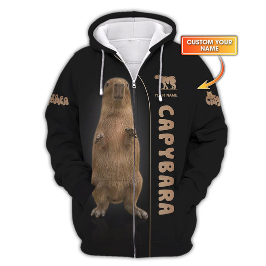 T-shirts personnalisés tendance Capybara Sweat à capuche zippé 3D Capybara Cadeau pour les amoureux de Capybara