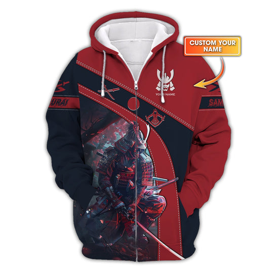 Personalized Samurai Warrior Zipper Hoodie - Embrace the Spirit Gift For Samurai Lover Custom T-Shirts