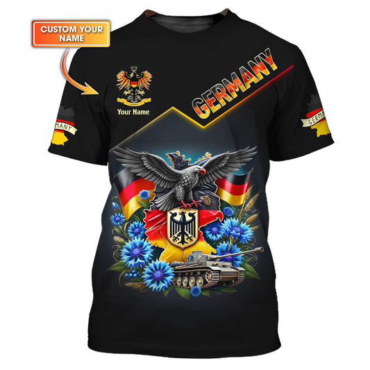 T-shirt de vie en Allemagne avec nom personnalisé, impression complète en 3D, cadeau pour les amoureux de l'Allemagne