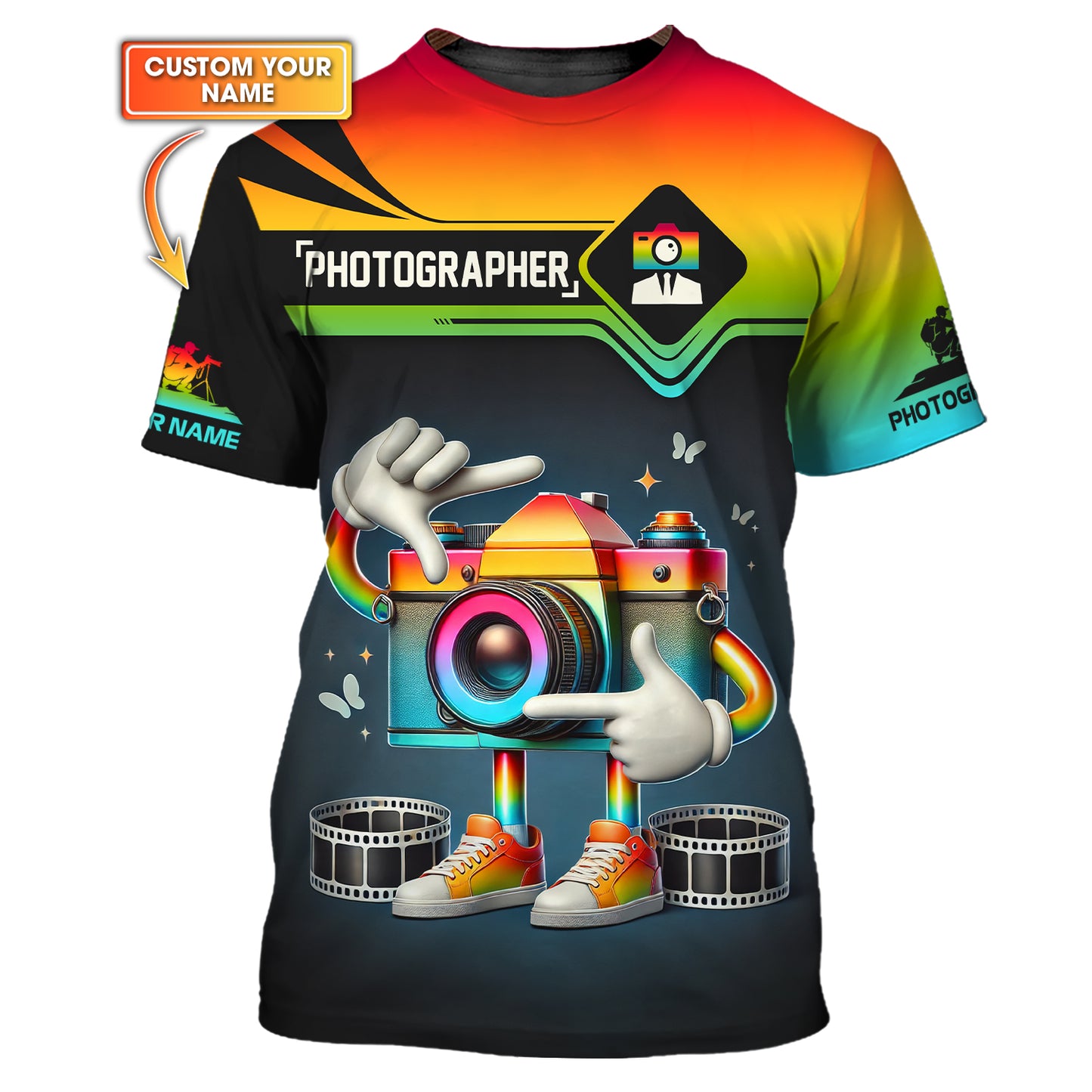 Camisetas personalizadas para fotógrafos, coloridas camisetas 3D con el mensaje "Camiseta de amigo con cámara", regalo para amantes de la fotografía