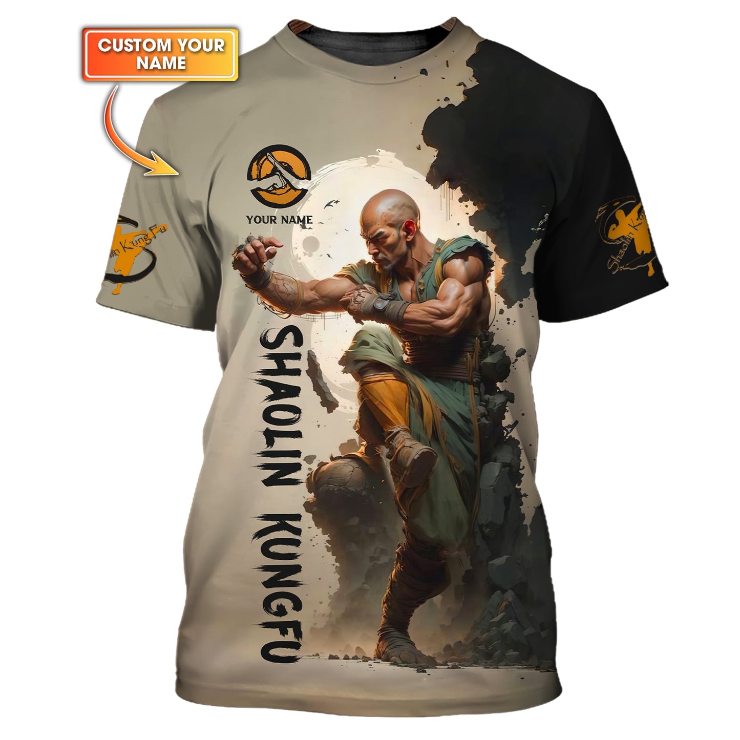 T-shirt Shaolin Kungfu imprimé en 3D avec nom personnalisé, cadeau pour les amateurs de Shaolin Kungfu