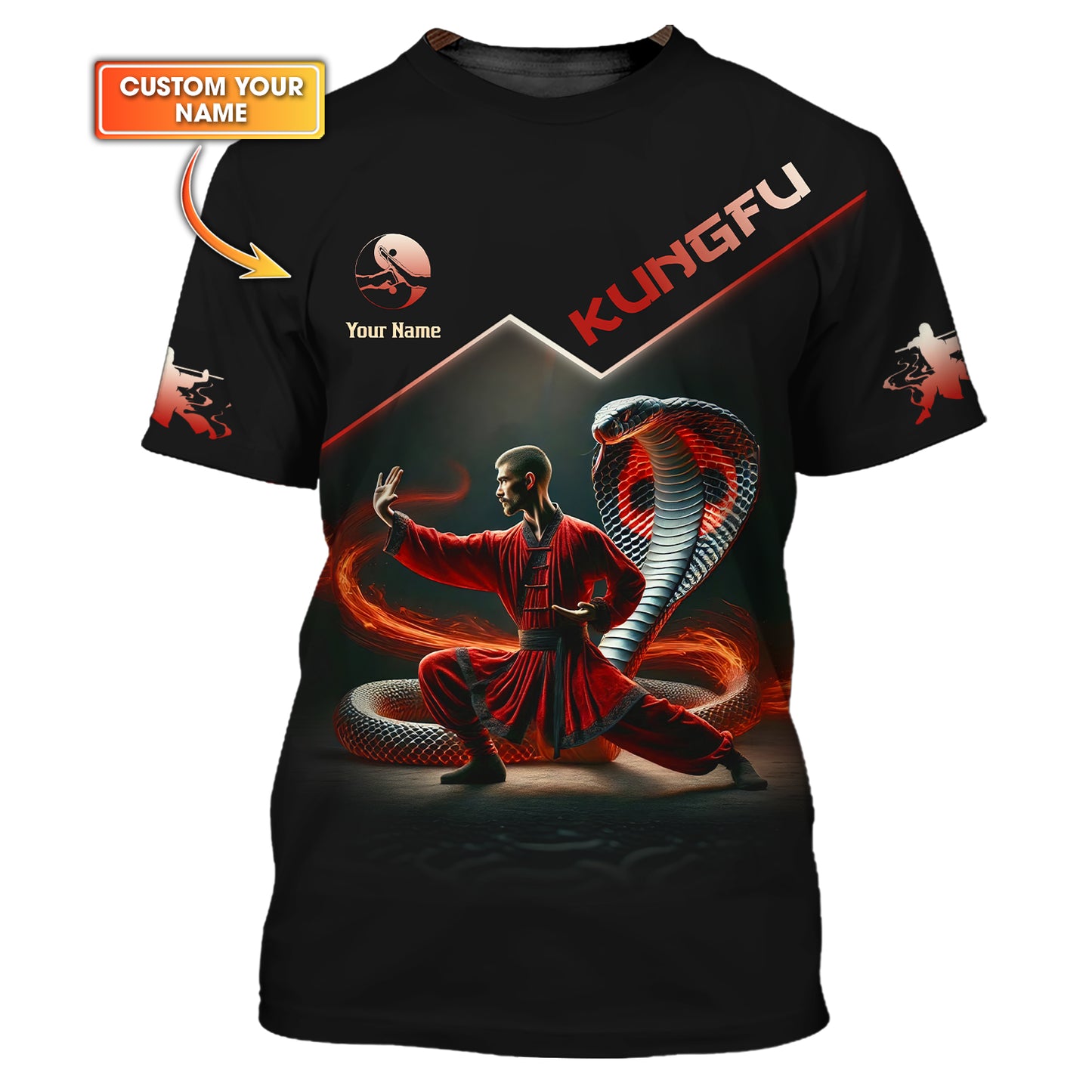 Custom Kung Fu T-Shirt Martial Arts And Cobra Personalized Name Gift For Shaolin Kungfu Lovers